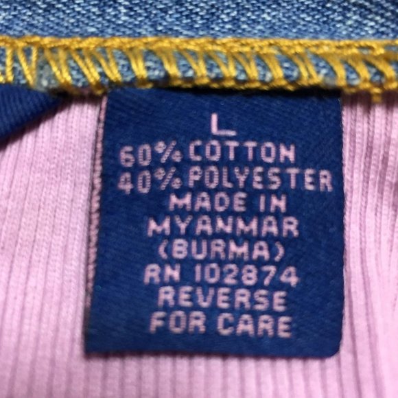 Vintage 1980’s Bubblegum Pullover Top L Womens Denim Collar and Lace-Up Inset Bo - Picture 8 of 8